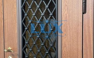 одностворчатая дверь с МДФ отделкой и коваными элементами