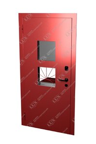 кассовая дверь с окошком, решеткой и стеклом, окрас hammerite