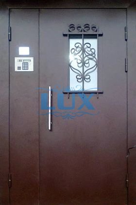 двустворчатая дверь с электромагнитным замком отделка порошковое напыление